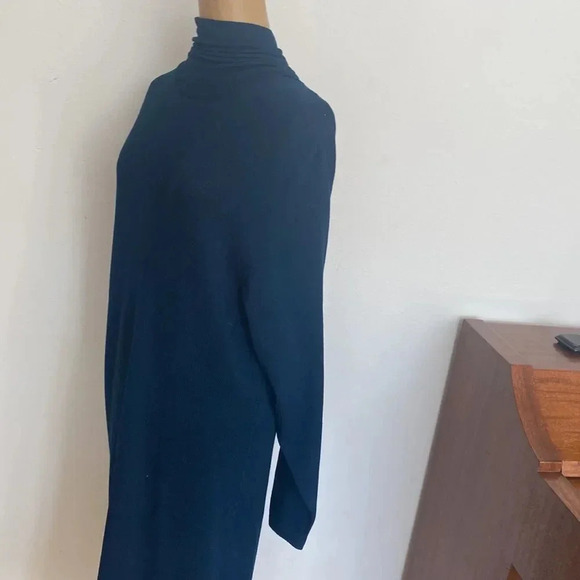 St John vintage 80’s wool rayon blend navy dress turtleneck back zip Longsleeve - Picture 6 of 6